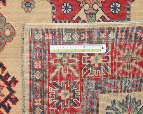 4x6 Beige Kuba Afghan Hand Knotted Wool Area Rug